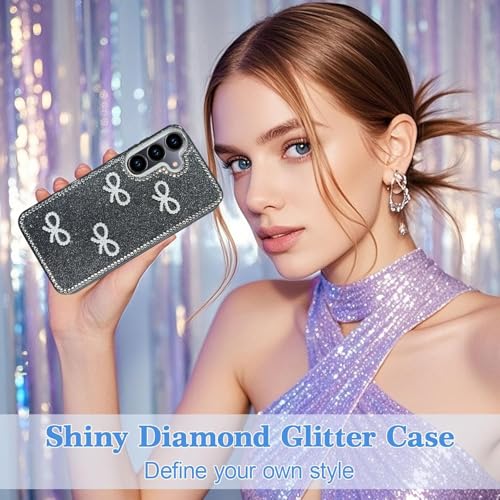 Image of DIZORO for Samsung Galaxy M17 5G / A17 5G / F17 5G Cover,Cute Bow Tie Aesthetic Phone Case,Trendy Slim Hard IMD Shockproof Protective Bumper Designer Phone Back Cover for Women Girls Black