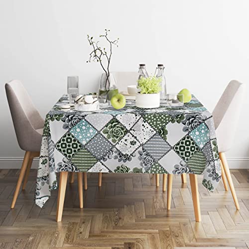 HOMEYA - Mantel de Mesa Antimanchas Cuadrada Estampada - Mantel Mesa Lavable de Poliéster (140x140 CM)