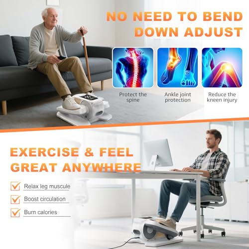 Image of Mini Under Desk Elliptical Low Impact Electric Leg Exerciser As Seen on TV While Sitting for Seniors with Non-Slip Mat Quiet & Portable for Home and Office