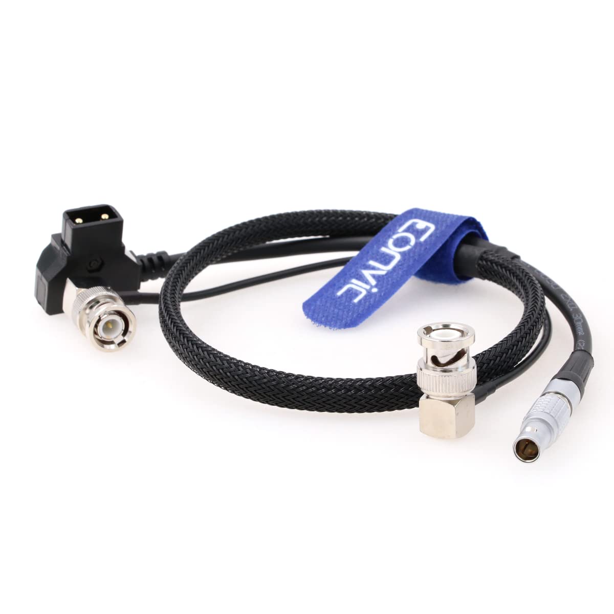 Eonvic D-tap to 2 Pin BNC Zacuto Gratical Eye EVF Power Video Cable (Braided Cable 57cm)