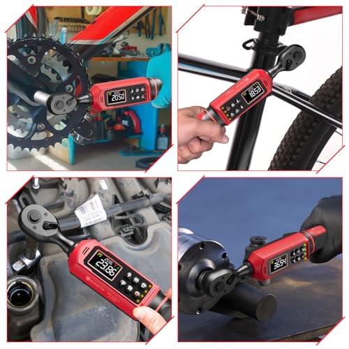 Image of SUERCUP 3 /8 inch Digital Torque Wrench (0.66-44.29Ft.Lb /0.9-60N.m) | ±1% Accuracy with Vibration /Buzzer /LED Alerts, 9 Presets & 5 Units, for Moto Engine /Brake, Car Spark Plug & Oil Drain Repair