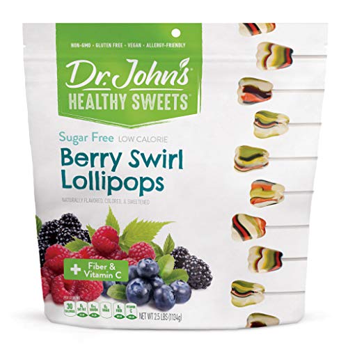 Dr. John’s Sugar Free Candy, Healthy Lollipops with Zero Sugar, Low Calorie Snacks, Keto Friendly Hard Candy Sweets, Berry Swirl Tooth, 150 Count, 2.5 LB Bag