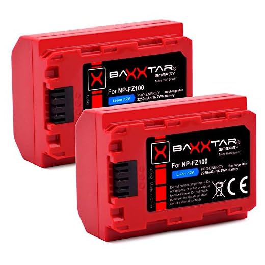 Baxxtar Pro (2X) Batería NP-FZ100 (generación IV - 2250mAh) - Compatible con Sony FX30 Alpha A1 7c 7 IV 7R IV V ZV-E1 etc.