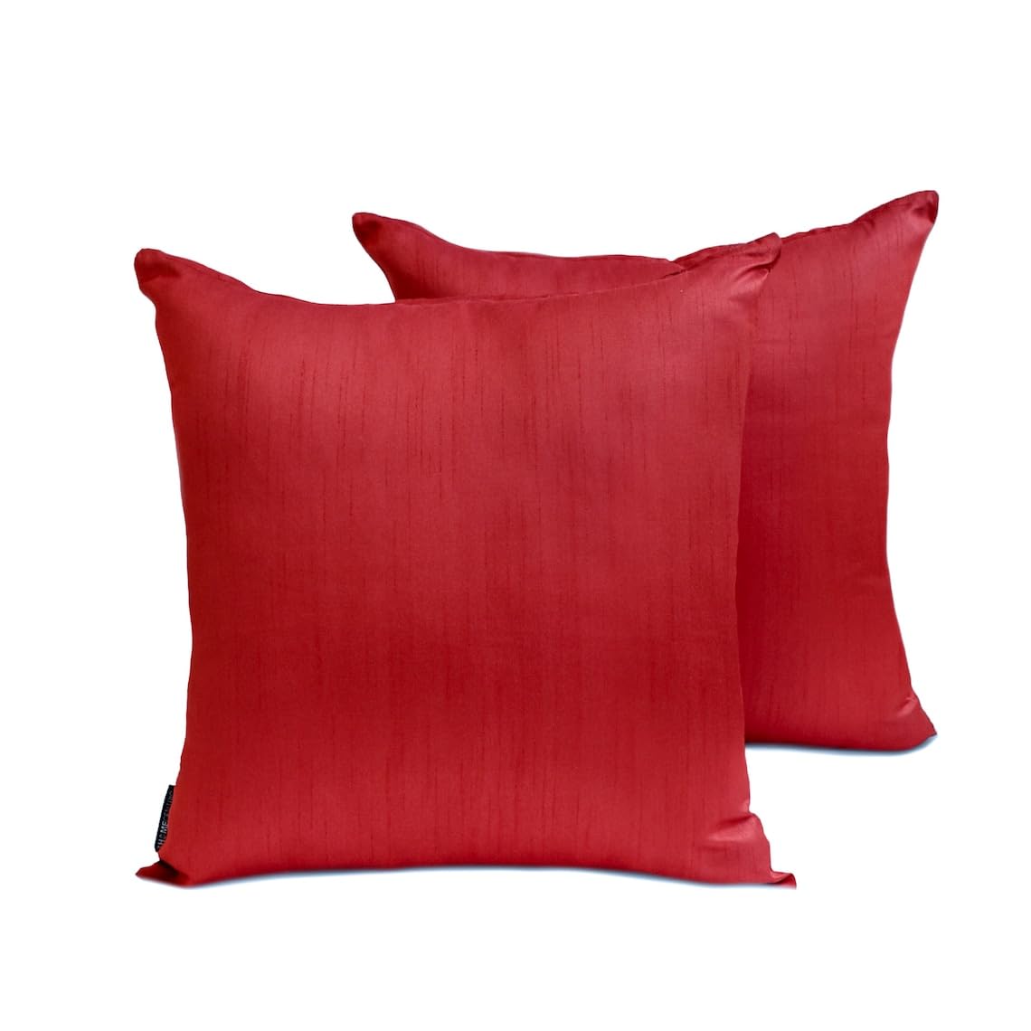 The HomeCentric Blood Red Art Silk Lumbar Cushion Covers 30x35 cm, Pack of 2 Solid Plain Luxury Accent Cushion Cover for Sofa, Couch, Bed, Living Room, Bedroom & Modern Home Décor - Blood Red Luxury