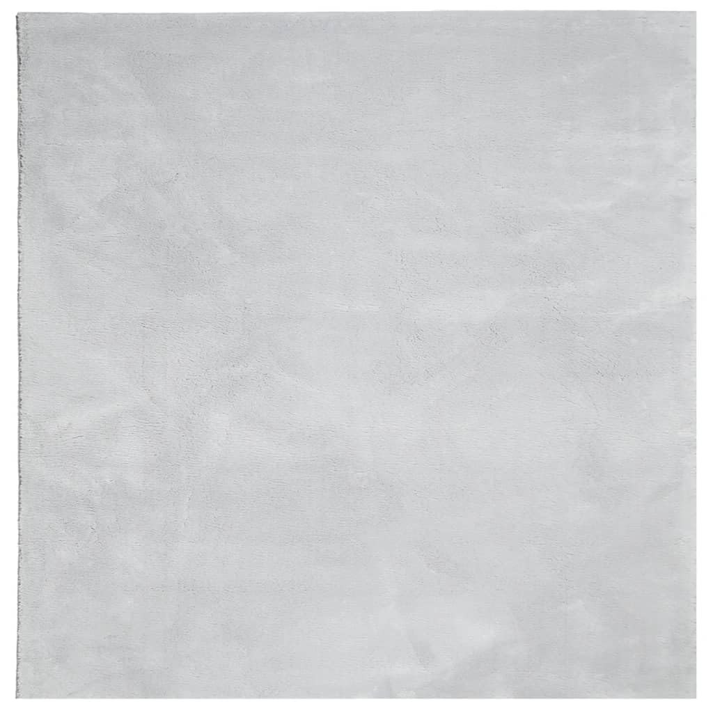 Tapis de salon gris lavable HUARTE 240x240 cm avec fibres de polyester douces