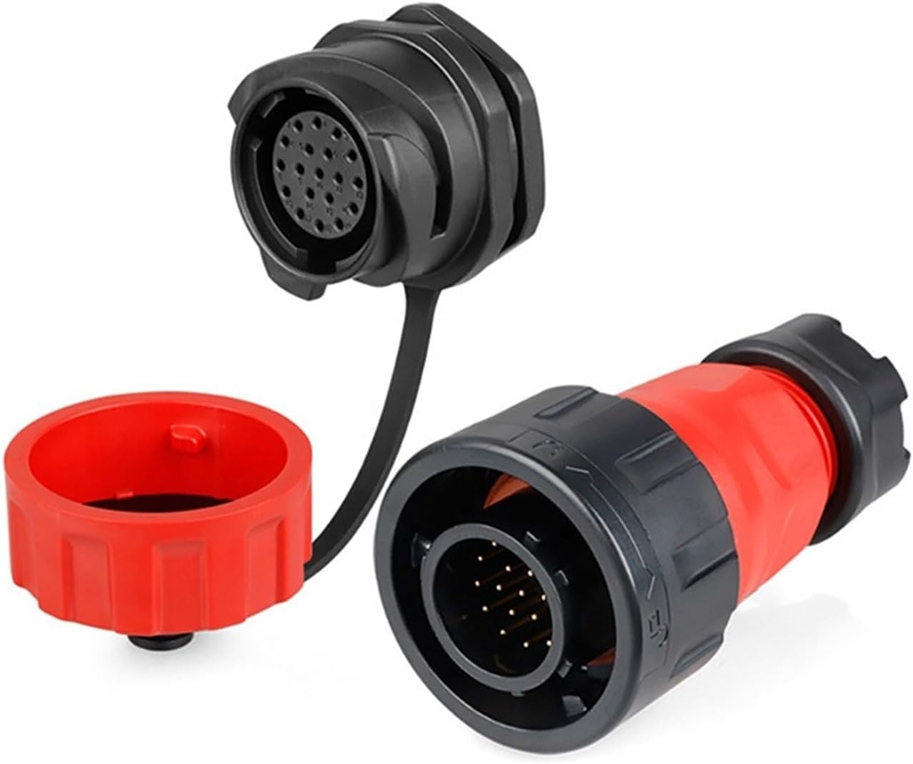 YM24 19-pin Plastic M24 Aviation Waterproof Cable Signal Connector Socket Connector Suitable for automated Robot Drone Equipment(Male Plug Set1)