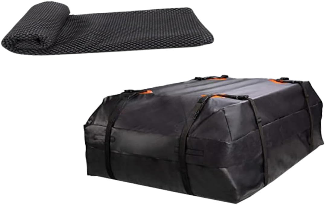 Oxford Car Rooftop Cargo Bag with Non-Slip Mat Foldable Luggage Carrier Storage Pouch for Extra Capacity Roof Rack Compatible Dustproof and Sun Resistant