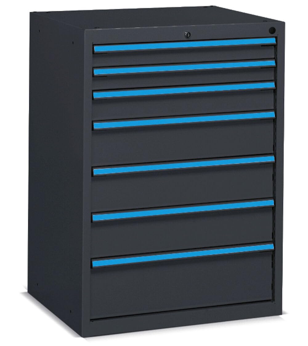 Fami - Cassettiera per Officina Linea 391 con 7 Cassetti – Armadio a Cassetti in Acciaio con Estrazione Totale e Sistema Antibaltamento, L717xP600xH1002 mm (717x600mm (36x27EH))