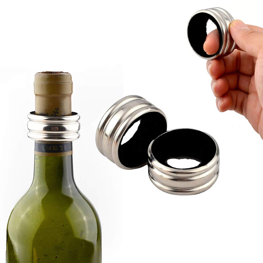 Colliers Anti-Goutte Vin 4pcs - Acier Inoxydable Avec Feutre - Évite Les Taches - Pour Cuisine & Bar