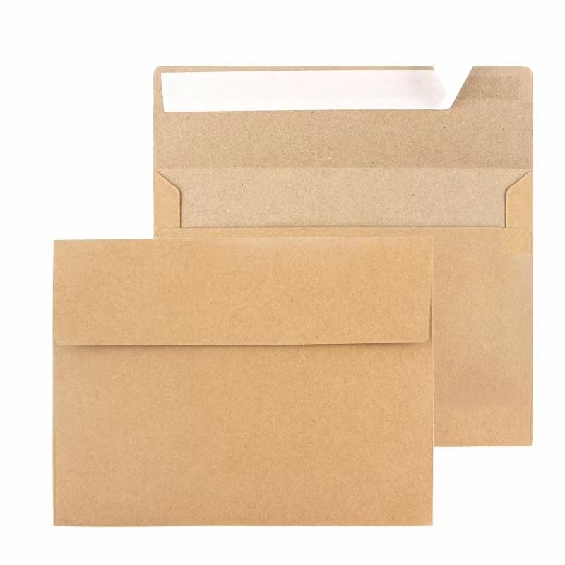 A7 Envelopes, 100 Packs 5x7 Envelopes for Kraft Paper Envelopes, Greeting Cards, Mailings, Printable Invite Envelope, Wedding, Party, Photos,
