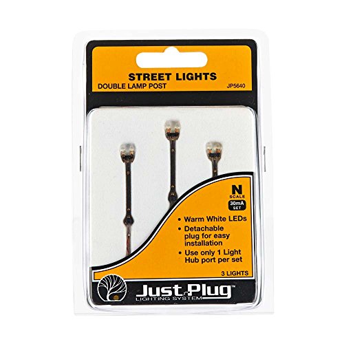 Woodland Scenics WOOJP5640 N Street Lights, Double Lamp Post (3)