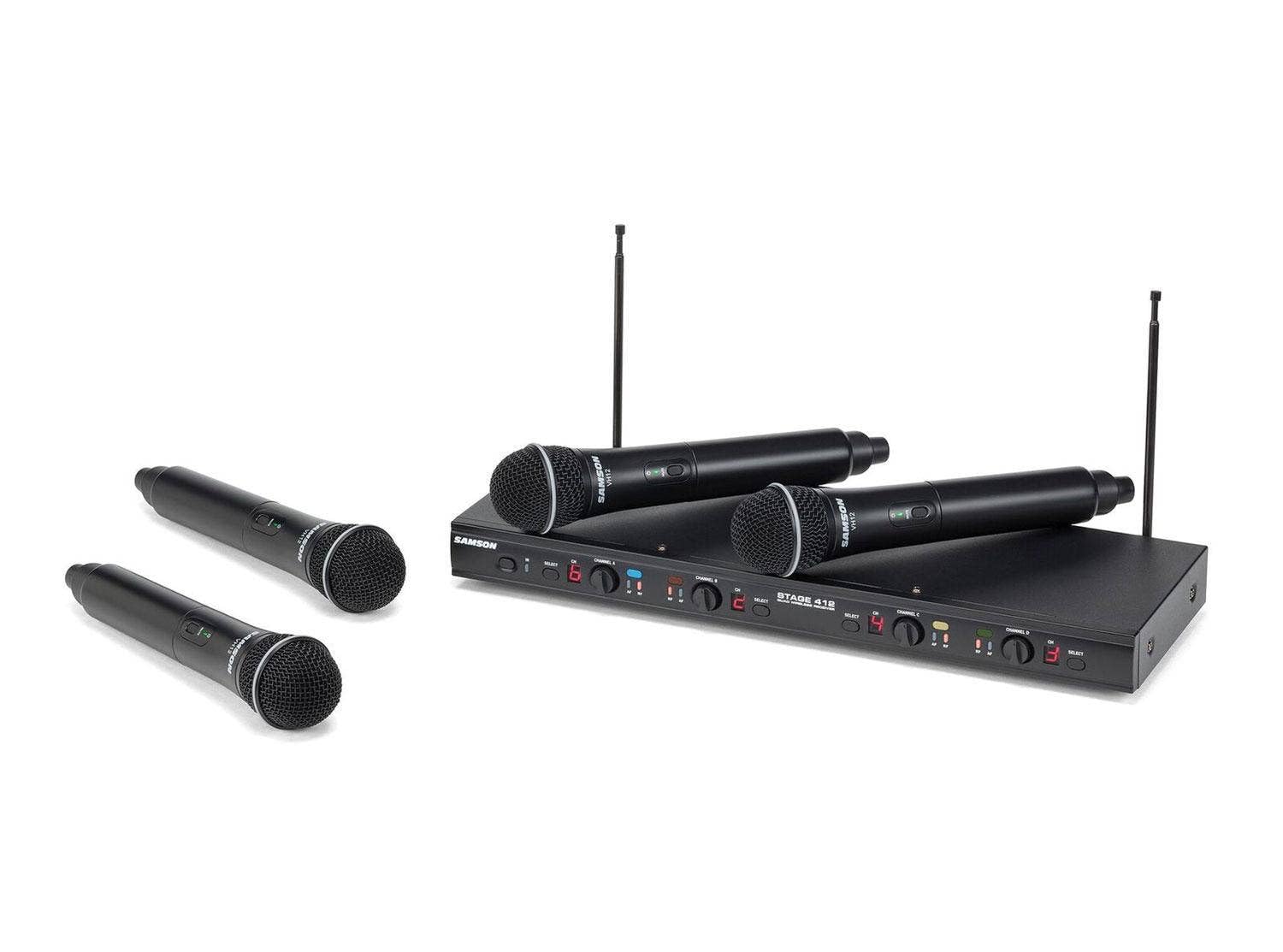 SAMSON Stage 412 Four Performer Handheld VHF Wireless Microphone System
