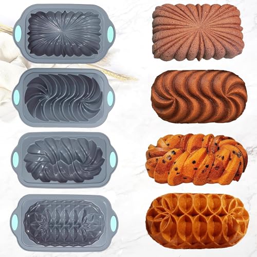 Tongjude 45 Pieces Silicone Loaf Pan for Baking Bread, 4 Cups Silicone Baking Pans Set, Baking Cups, Non-Stick Kitchen Oven Baking Pans, with Measuring Cups and Spoons Set, Grey - Thumbnail 2