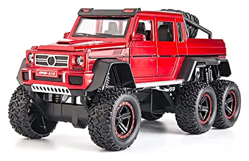 Image of DEUSON ECOM 1:24 Scale AMG G63 6X6 Toy Car Diecast Metal Car for Kids with Light Sound Pullback Openable Best Gifts Toys for Boys, Red