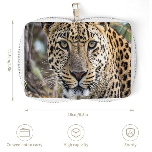 RFID Credit Card Holder Wallets for Women Cute Small Leather Ladies Cardholder Wallets African Animal Leopard Card Organizer Case with Zipper3