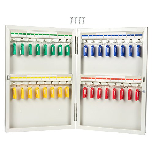 Preisvergleich Produktbild Juvale Schlüsselkasten - Mit Schloss und 2 Schlüsseln, 32 Schlüsselanhänger Inklusive, - Ideal für Zuhause, Werkstatt, Büro - Stahl, Grau, 26 x 38,1 x 5,1 cm