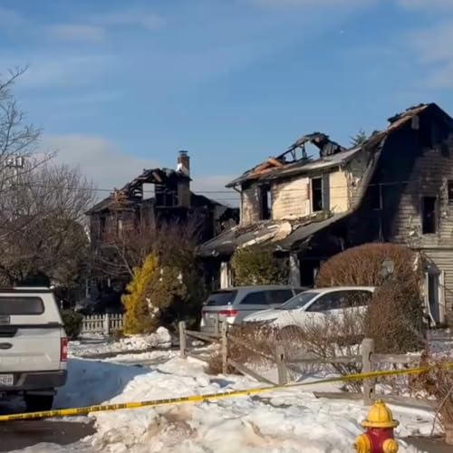 1 dead after fire spreads to 2 homes on LI; firefighters 'could not get inside'