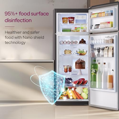 Image of Godrej 244 L 2 Star 5 Years Comprehensive Warranty Wood Finish, 30 Days Farm Freshness, Frost Free Inverter Double Door Refrigerator (RT EONVOGUE 280B RI OK WD, Oak Wood)