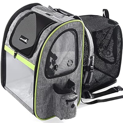 pecute Cat Carrier Dog Backpack Expandable, Portable Breathable Rucksack with Top Opening-Visible Acrylic-Safety Belt-Pockets, Extendable Back More Space Great For Carrying Puppy Dogs Cats Up to 10KG