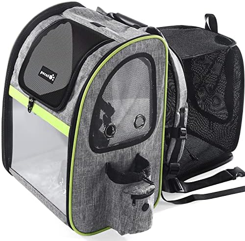 Pecute Pet Carrier Backpack, Cat Backpack Carrier, Expandable with Breathable Mesh for Small Dogs Cats Puppies, Dog Backpack Carrier for Hiking Travel Camping Outdoor, Hold Pets Up to 17 Lbs