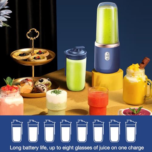 Gobesty Smoothie Maker to Go, 520 ml, draagbare mixer, smoothiemaker, draagbare blender, mini-mixer to go met 6 messen, USB-oplaadbaar, persoonlijke mixer voor gezinnen, camping, outdoor - Afbeelding 6