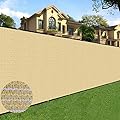 Sunnyglade 6 feet x 50 feet Privacy Screen Fence Heavy Duty Fencing Mesh Shade Net Cover for Wall Garden Yard Backyard (Sand, 6 ft X 50 ft)