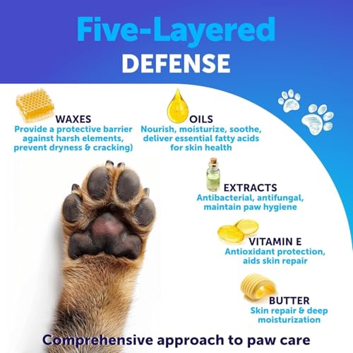 Image of Dog Paw Balm - Lick Safe Snout Soother - Moisturizies, Soothes & Nourishes Irritated Paw Pads and Dry Nose - Protects from Cracks & Wounds - Dog Feet Balm with Waxes, Oils, Butter, Extracts - 2.1 Oz