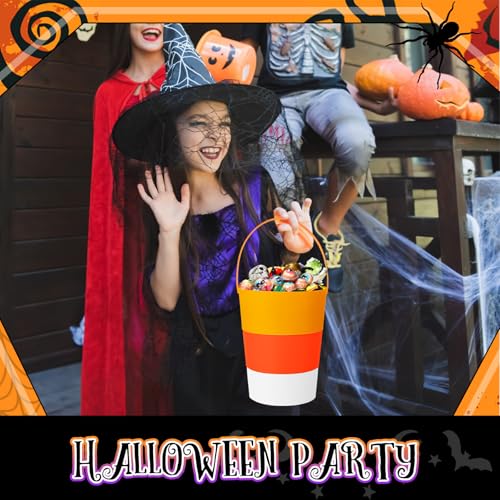 HunnmingRe 6 Pack 9.8 x 5.9 Inch Thanksgiving Candy Buckets Bulk Pumpkin Felt Popcorn Pails Pirate Ghost Bat Reusable Goodie Bags Party Favors Portable Mini Small Gifts(Simple Style)