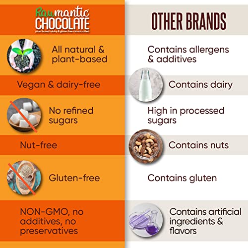 Rawmantic Fitness Organic Chocolate Vegan Energy Bars - 2.1 Oz (Pack Of 12) - Chocolate Snack Bars - Dairy, Nut And Sugar Free Chocolate Energy Snacks - Non-Gmo Vegan Bars #TOP3