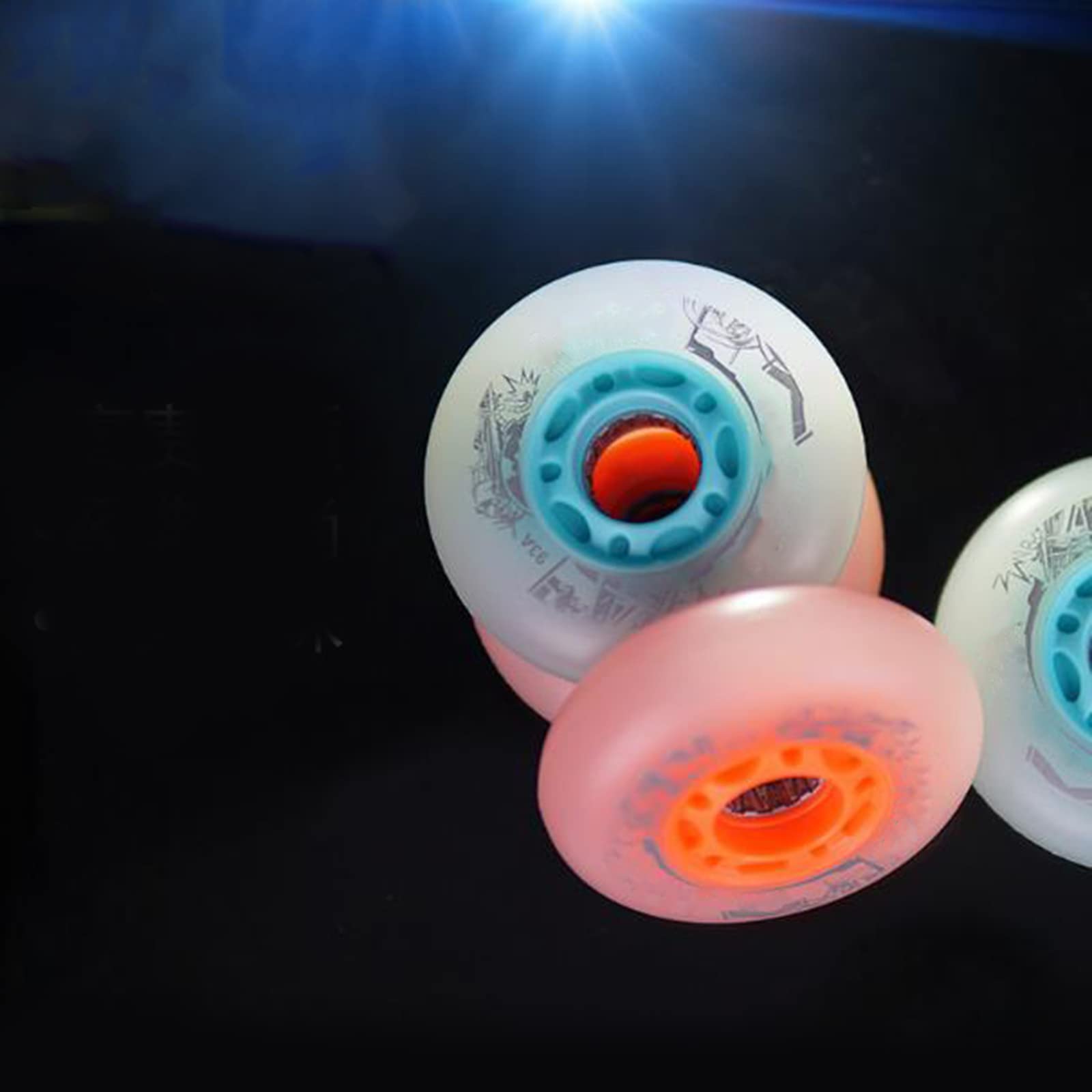 Ruedas Repuesto Patines línea, iluminadas, 72 mm, 76 mm, 80 mm, Paquete 8, Ruedas Patines línea con luz LED, Ruedas Luminosas Larga duración Deslizamiento 93A