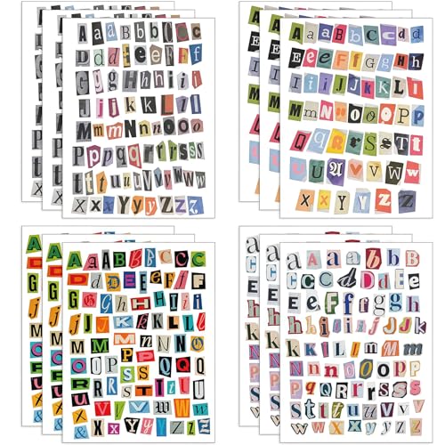 Auroriel 852 Pièces Autocollants Lettres Magazine Vintage Scrapbooking Autocollants Lettres Petits Autocollants Alphabet pour Accessoires de Scrapbooking...