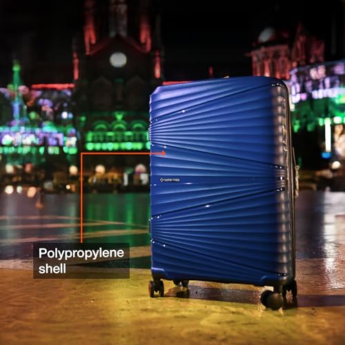 Image of Nasher Miles Mumbai Hard-Sided Polypropylene 8 Wheels Double Spinner Luggage Set of 2 Navy Blue Trolley Bags (65 & 75 cm), Medium & Large