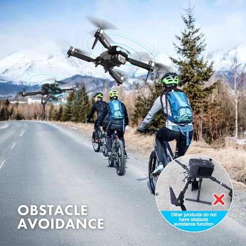 Drone com câmera para adultos 1080p HD, mini drone com prevenção de obstáculos, 50 minutos de tempo de voo, quadricóptero RC dobrável com motor sem escovas para iniciantes, drone de... glide