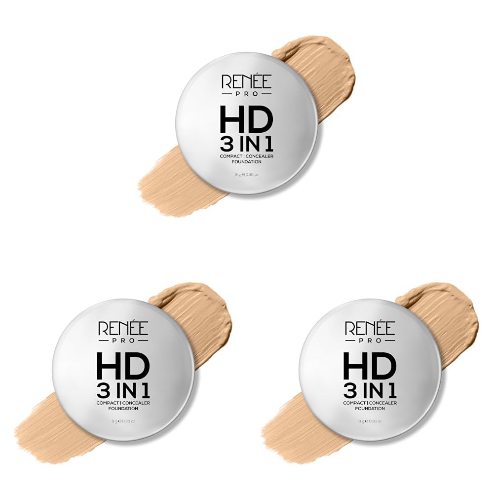 RENEE PRO HD 3 In 1 Compact,Concealer, Foundation - Ivorie, SPF 20, Matte Finish, High Coverage, Ultralight & Silky Smooth Finish, Enriched With Vitamin E, C & Aloe Vera - 9 Gm (Pack of 3)-picture-16
