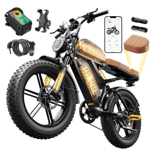 Image of SISIGAD Electric Bike for Adults, 1500W Peak Motor E Bike with 48V 15 /15 * 2Ah Battery, 60-100 Miles Range Electric Bicycle, 20 inch New All-Terrain Ebike with 7 Speeds, Full Suspension