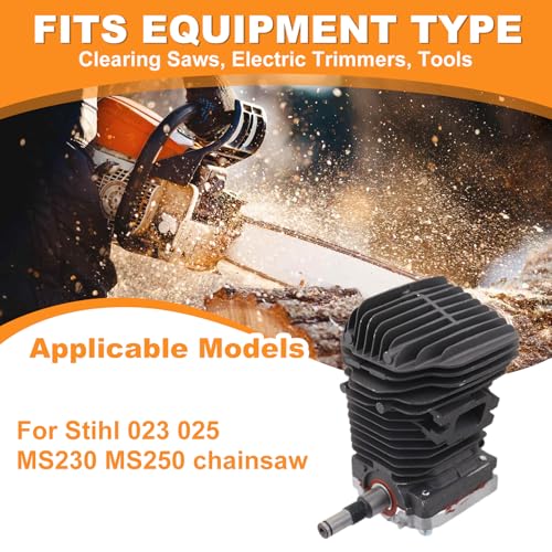Haishine 42,5 mm Zylinder Kit fürStihl 023 025 MS230 MS250 Kettensäge, Cylinder Set mit Bolt Set, Piston Set, Ersatz für OEM 1123 020 1209, 11230201209
