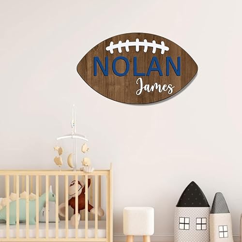 Personalized Football Name Sign, Wooden Name Sign, Football Nursery Decor,