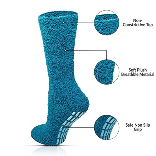 Debra Weitzner Non-slip Hospital Socks Fuzzy Slipper Grip Socks For Women Men 3 Pairs2