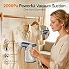 FEPPO Vacuum Steamer for Clothes, Handheld Garment Steamer with Suction, 2-in-1 Steam & Iron, LED Display, Adjustable Suction & Steam Modes, One-Hand Vacuum Steamer for Home (For 110-120V)