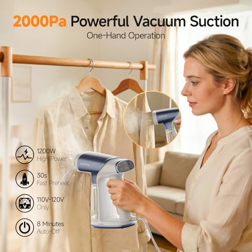 FEPPO Vacuum Steamer for Clothes, Handheld Garment Steamer with Suction, 2-in-1 Steam & Iron, LED Display, Adjustable Suction & Steam Modes, One-Hand Vacuum Steamer for Home (For 110-120V) — view 2