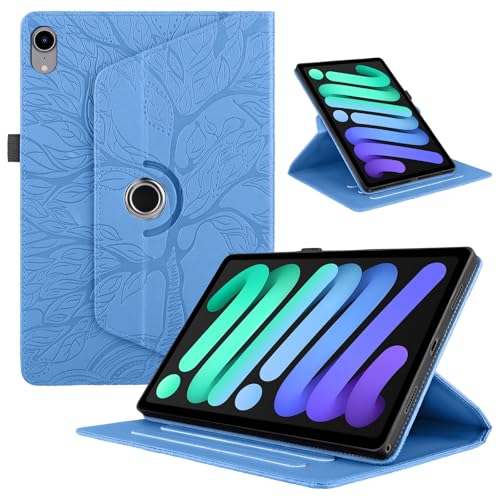 Étui iPad mini 7 rotatif bleu pour éviter les rayures d'écran