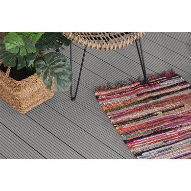 OOGarden - Lame de terrasse en bois composite - L.240 x 14,6cm - Gris