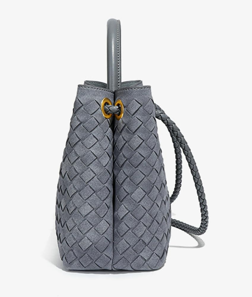 Suede Woven Tote Bag for Women PU Leather Hobo Bags Casual Crossbody Purse Shoulder Satchel Bag Top Handle Tote Handbag - Image 5