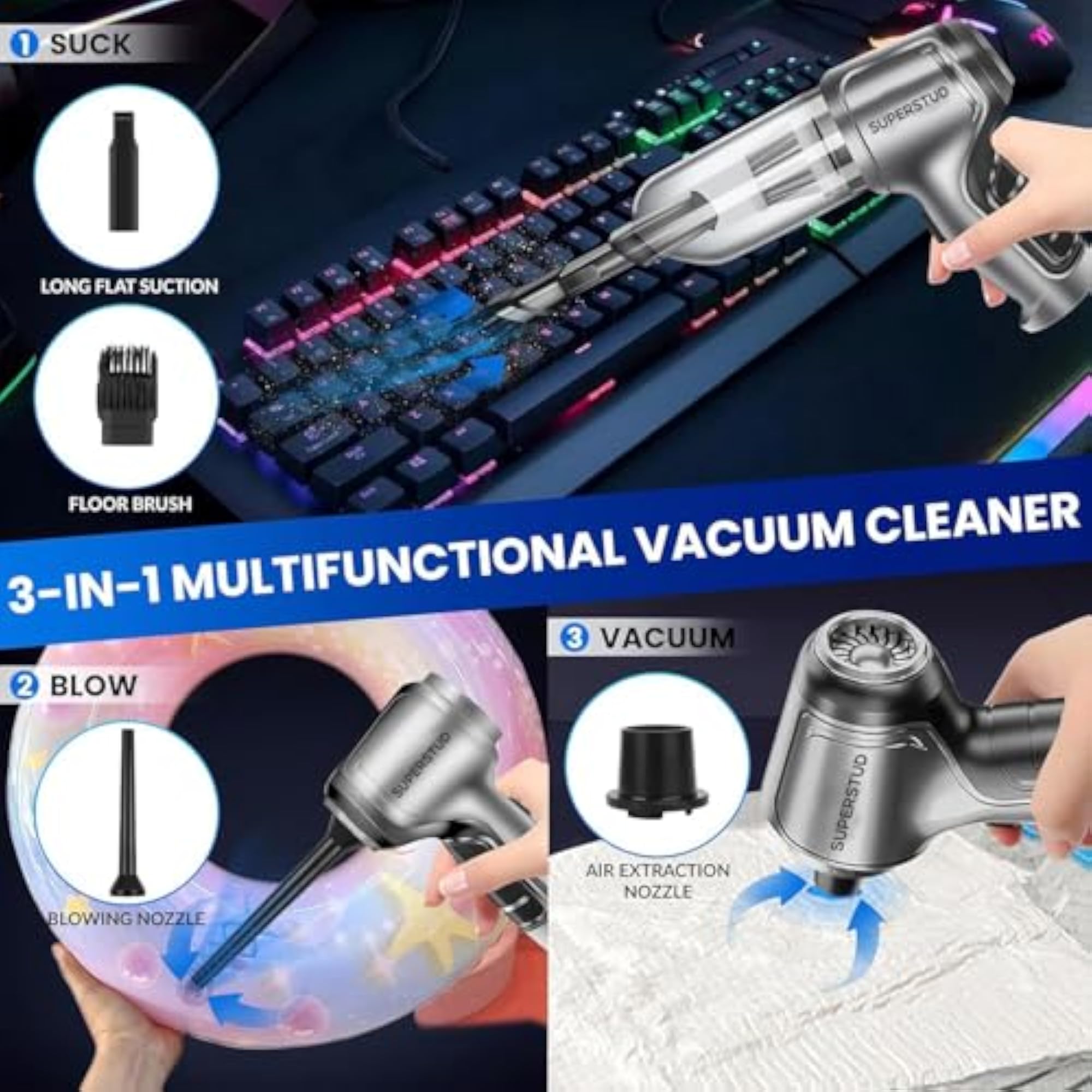 Vacuum Cleaner For House Use Wet and Dry with 6 Attachments