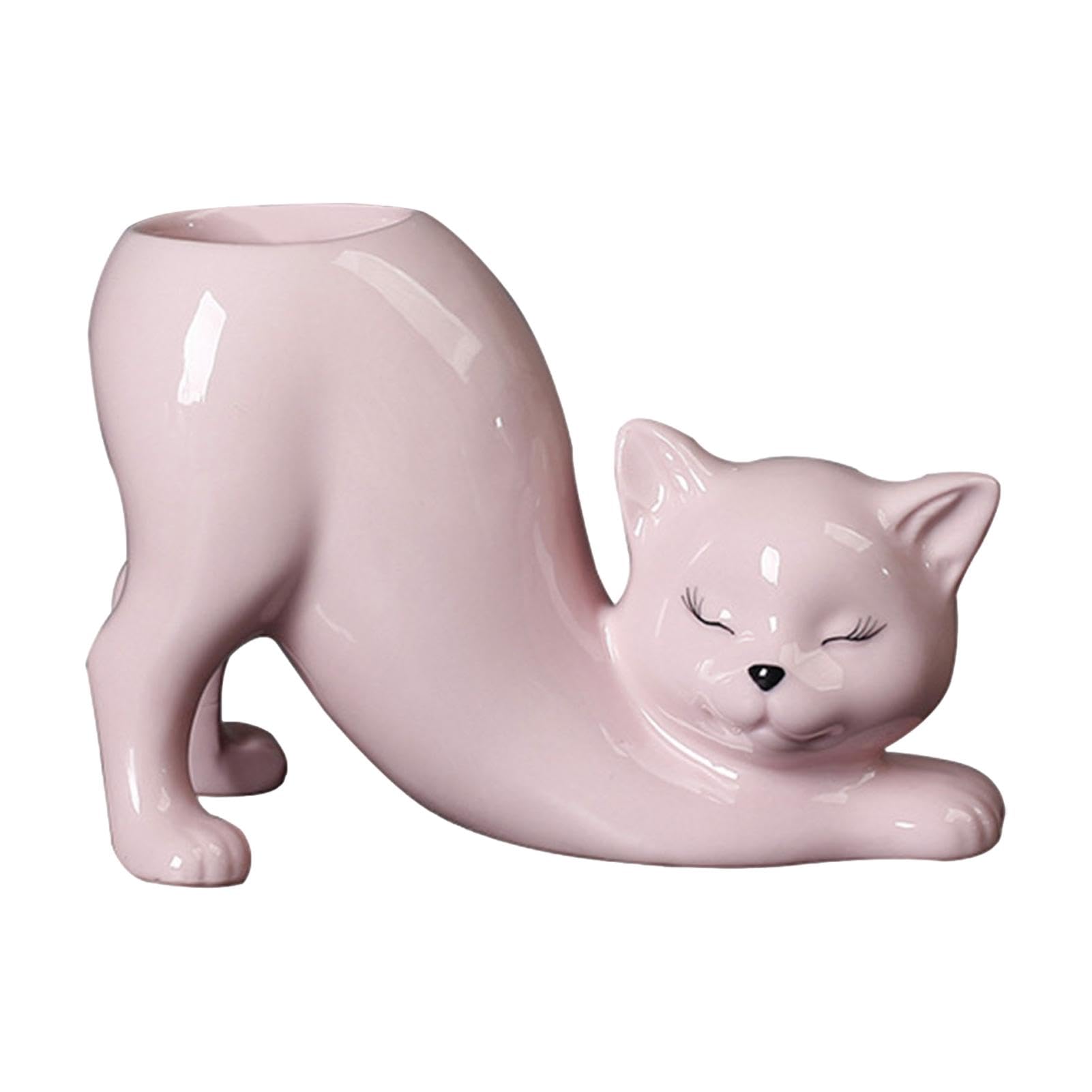 Yianyal Cat Planter Cute Creative Artistic Leak Hole Design