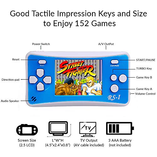 Handheld Game Console with HD 2.5 inches Screen, Built-in 152 Games, SuitableFor Adults and Children, is A Good Companion for Entertainment,Plug in TV Video Games, A Good Ggift for Christmas