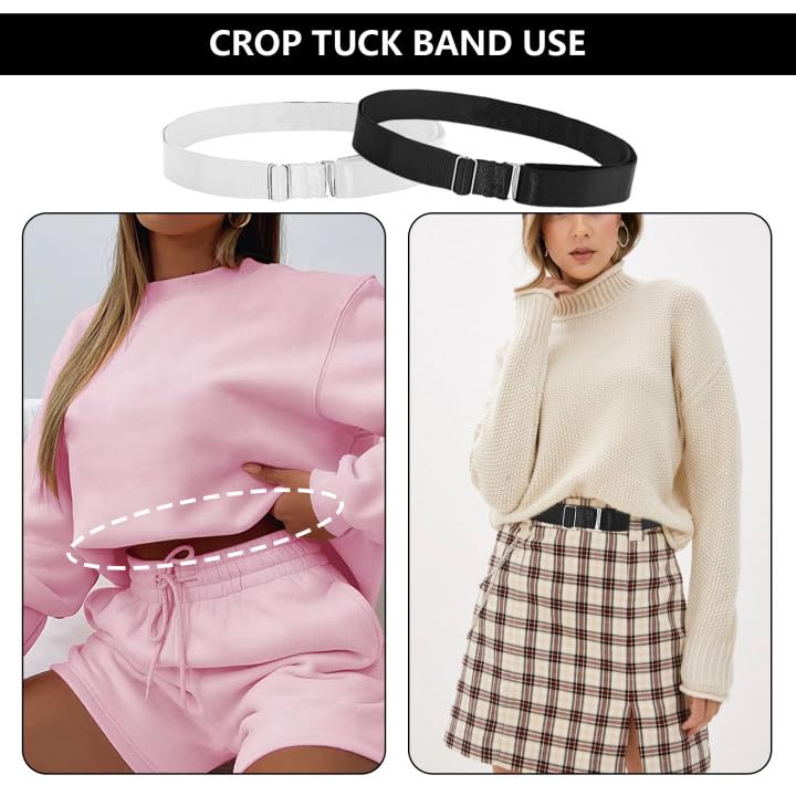 4pcs Crop Tuck Band Women, Adjustable Elastic Sweater Belt for Tucking4