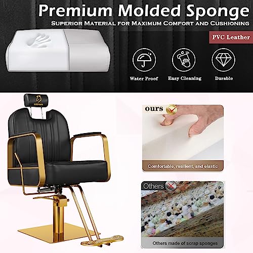 Luxmars Barber Chair Hydraulic Reclining Barber Chairs Salon Chair Adjustable Height And 360 Degree Swivel Tattoo Chair Salon Beauty Spa Chair Styling Equipment Black #TOP2