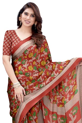 Image of MIRCHI FASHION Saree for Woman Chiffon Floral Printed | Lightweight Daily Wear Women's Sari with Unstitched Blouse Piece (Available in 20 Colors)