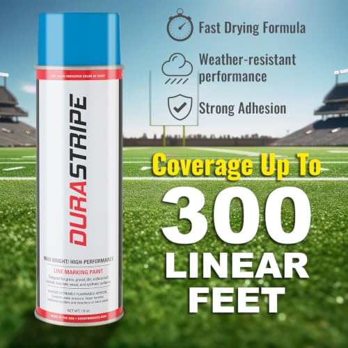 Image of Athletic Field Marking Paint - 2 Cases of 12 T-Tip Spray Cans (24 Total), 18 oz Each - Bright, Durable Field Striping Paint (Handicap Blue)